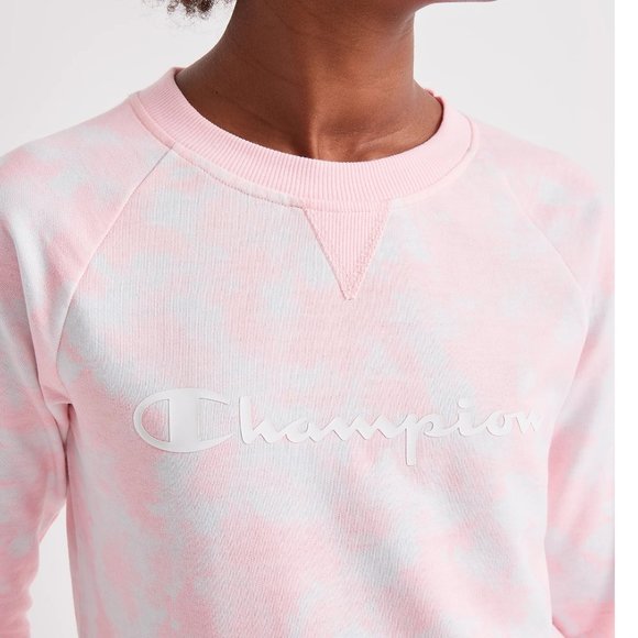 Girls CHAMPION Pink Candy Tie-Dye Fleece Crew Sweatshirt Size S M L XL NWT - Picture 5 of 6